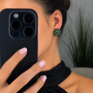 Auskarai| Onikso gėlė Emerald