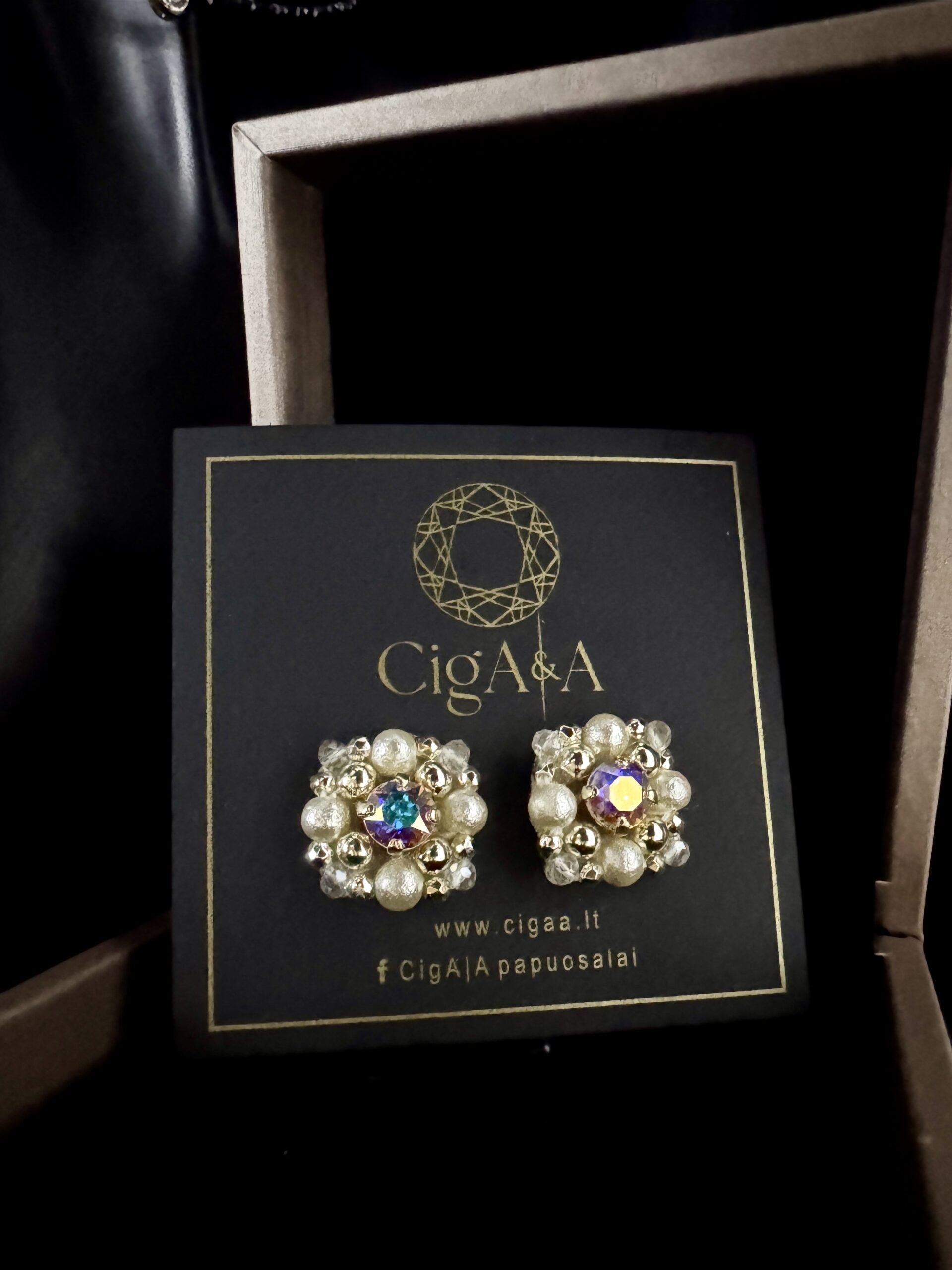 Auskarai| Perla bloom- crystal AB - Image 2