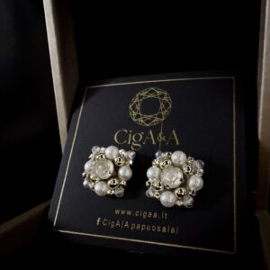 Auskarai| Perla bloom- white